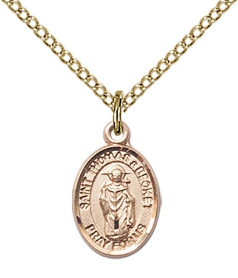 14KT GOLD FILLED ST THOMAS A BECKET PENDANT WITH CHAIN - 1/2" x 1/4"