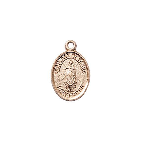 14KT GOLD OUR LADY OF TEARS MEDAL - 1/2" x 1/4"
