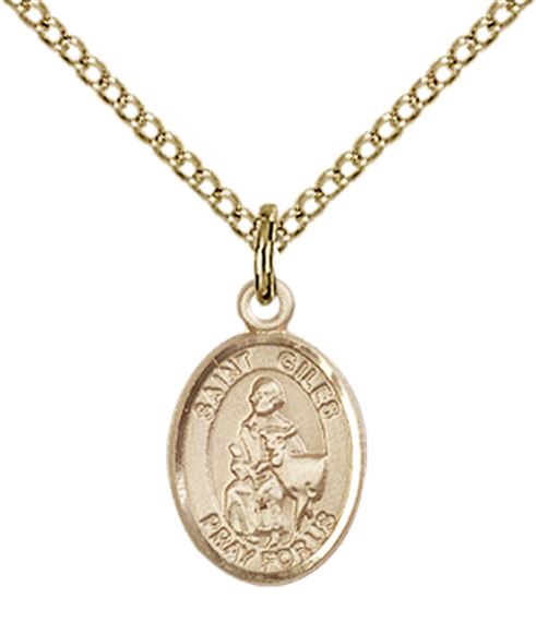 14KT GOLD FILLED ST GILES PENDANT WITH CHAIN - 1/2" x 1/4"