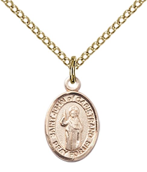 14KT GOLD FILLED ST JOHN OF CAPISTRANO PENDANT WITH CHAIN - 1/2" x 1/4"