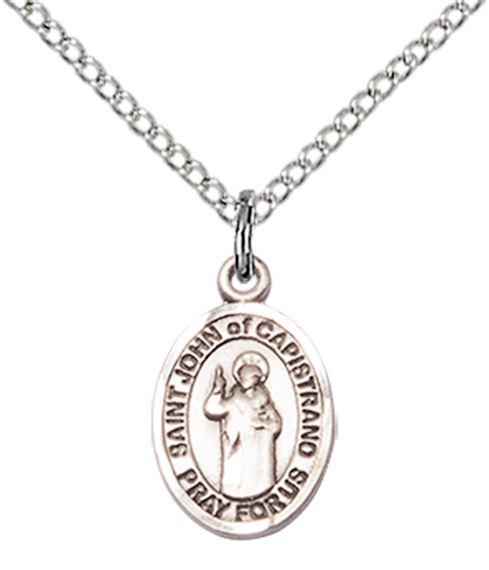 STERLING SILVER ST JOHN OF CAPISTRANO PENDANT WITH CHAIN - 1/2" x 1/4"