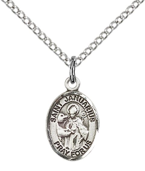 STERLING SILVER ST JANUARIUS PENDANT WITH CHAIN - 1/2" x 1/4"