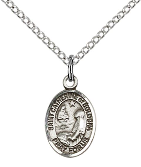STERLING SILVER ST CATHERINE OF BOLOGNA PENDANT WITH CHAIN - 1/2" x 1/4"
