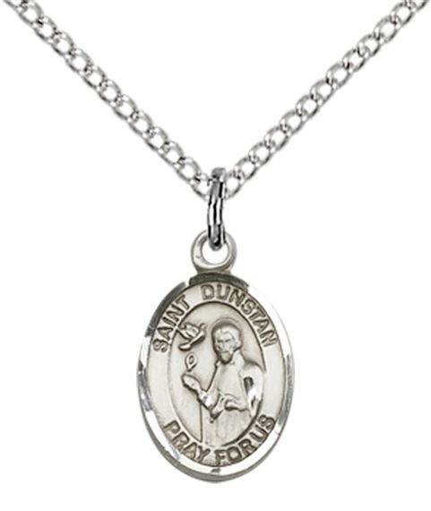 STERLING SILVER ST DUNSTAN PENDANT WITH CHAIN - 1/2" x 1/4"