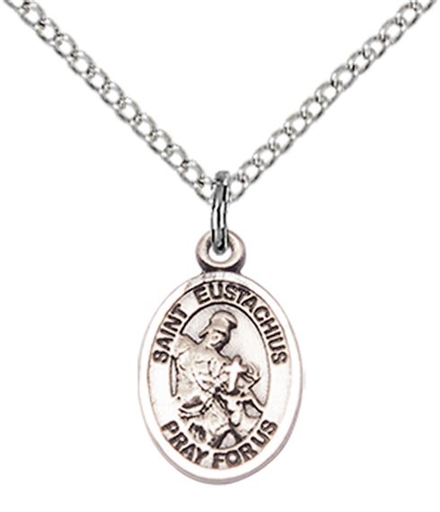 STERLING SILVER ST EUSTACHIUS PENDANT WITH CHAIN - 1/2" x 1/4"