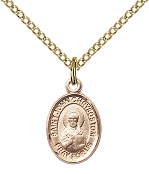 14KT GOLD FILLED ST JOHN LICCI PENDANT WITH CHAIN - 1/2" x 1/4"