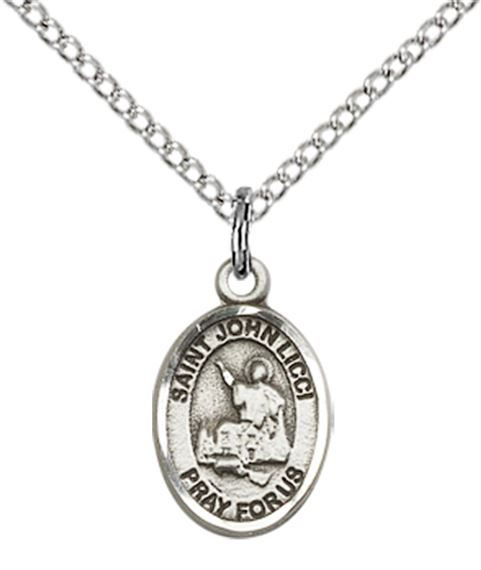 STERLING SILVER ST JOHN LICCI PENDANT WITH CHAIN - 1/2" x 1/4"