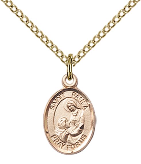 14KT GOLD FILLED ST PAULA PENDANT WITH CHAIN - 1/2" x 1/4"