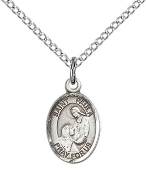 STERLING SILVER ST PAULA PENDANT WITH CHAIN - 1/2" x 1/4"