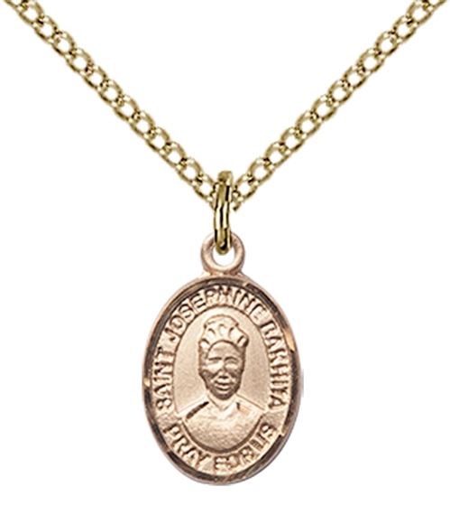 14KT GOLD FILLED ST JOSEPHINE BAKHITA PENDANT WITH CHAIN - 1/2" x 1/4"