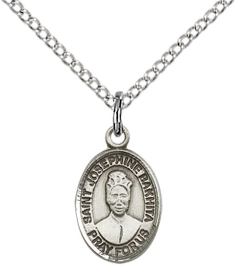 STERLING SILVER ST JOSEPHINE BAKHITA PENDANT WITH CHAIN - 1/2" x 1/4"