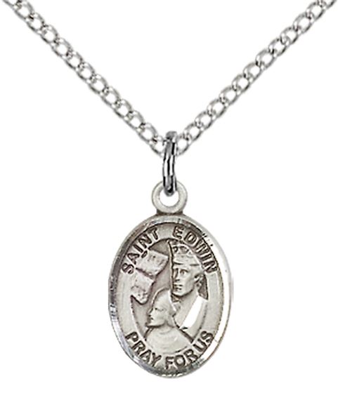 STERLING SILVER ST EDWIN PENDANT WITH CHAIN - 1/2" x 1/4"