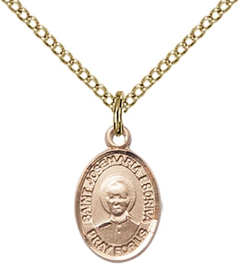 14KT GOLD FILLED ST JOSEMARIA ESCRIVA PENDANT WITH CHAIN - 1/2" x 1/4"