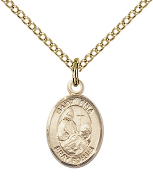 14KT GOLD FILLED ST FINA PENDANT WITH CHAIN - 1/2" x 1/4"