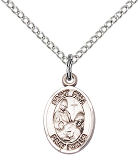 STERLING SILVER ST FINA PENDANT WITH CHAIN - 1/2" x 1/4"