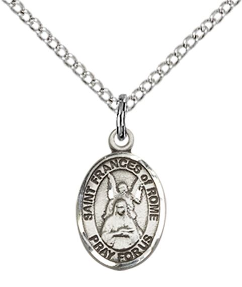 STERLING SILVER ST FRANCES OF ROME PENDANT WITH CHAIN - 1/2" x 1/4"