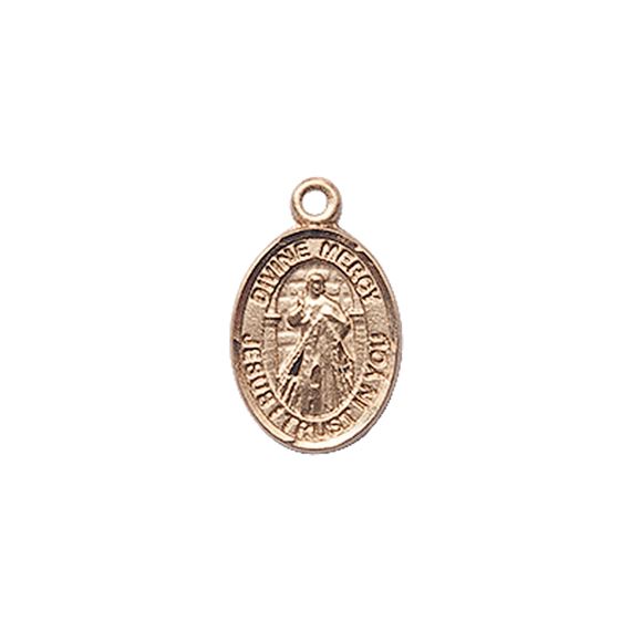 14KT GOLD DIVINE MERCY MEDAL - 1/2" x 1/4"