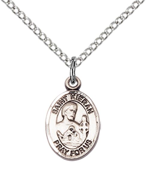 STERLING SILVER ST KIERAN PENDANT WITH CHAIN - 1/2" x 1/4"