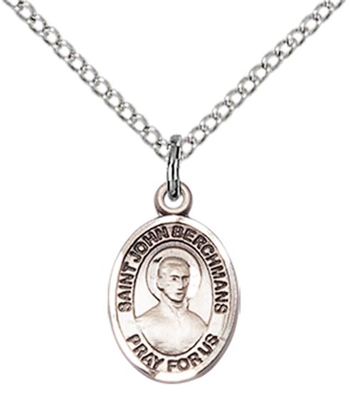 STERLING SILVER ST JOHN BERCHMANS PENDANT WITH CHAIN - 1/2" x 1/4"