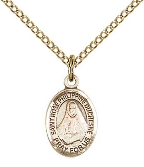 14KT GOLD FILLED ST ROSE PHILIPPINE PENDANT WITH CHAIN - 1/2" x 1/4"