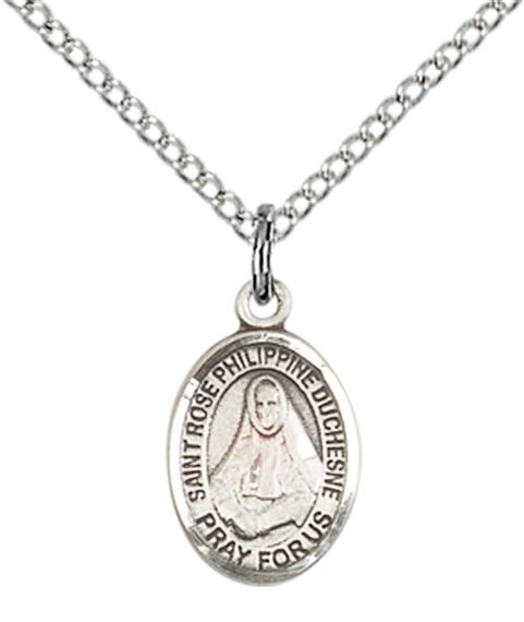 STERLING SILVER ST ROSE PHILIPPINE PENDANT WITH CHAIN - 1/2" x 1/4"