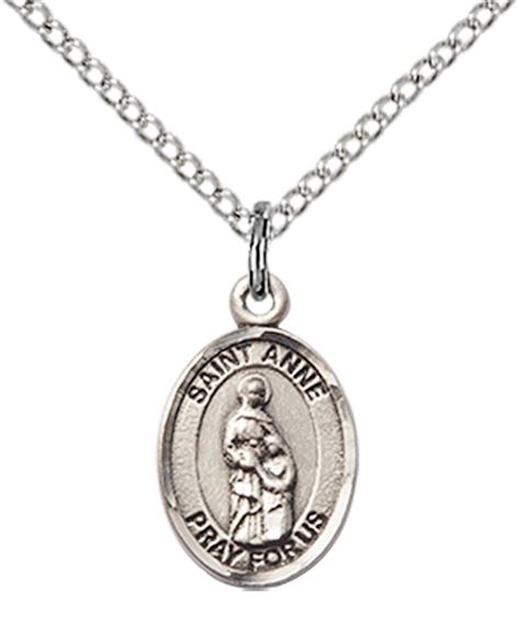 STERLING SILVER ST ANNE PENDANT WITH CHAIN - 1/2" x 1/4"