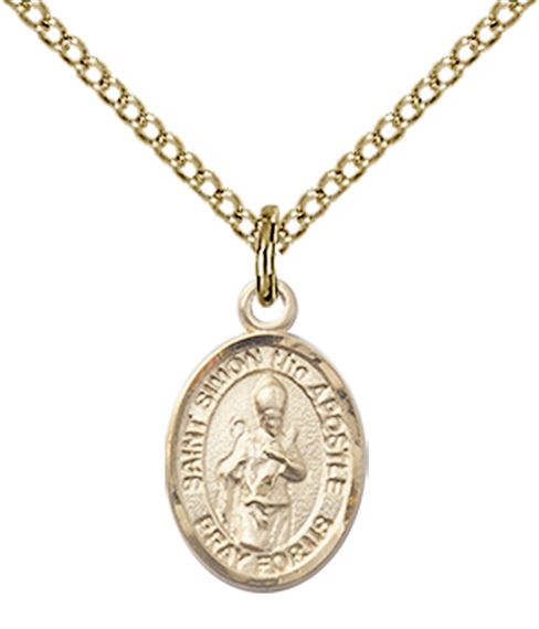 14KT GOLD FILLED ST SIMON PENDANT WITH CHAIN - 1/2" x 1/4"