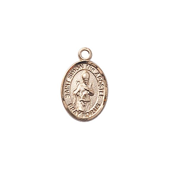 14KT GOLD ST SIMON MEDAL - 1/2" x 1/4"