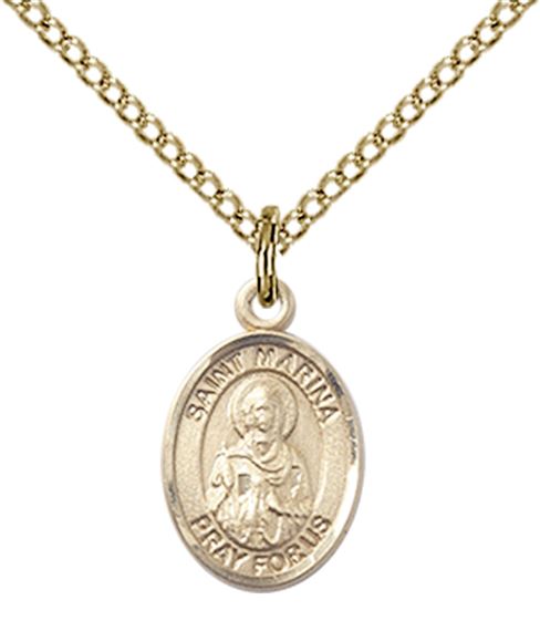 14KT GOLD FILLED ST MARINA PENDANT WITH CHAIN - 1/2" x 1/4"