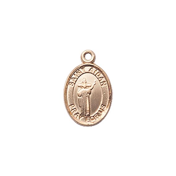 14KT GOLD ST AIDAN OF LINDESFARNE MEDAL - 1/2" x 1/4"