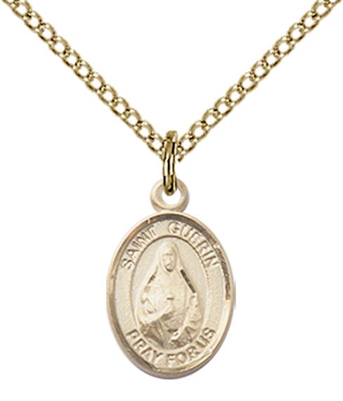 14KT GOLD FILLED ST THEODORA PENDANT WITH CHAIN - 1/2" x 1/4"