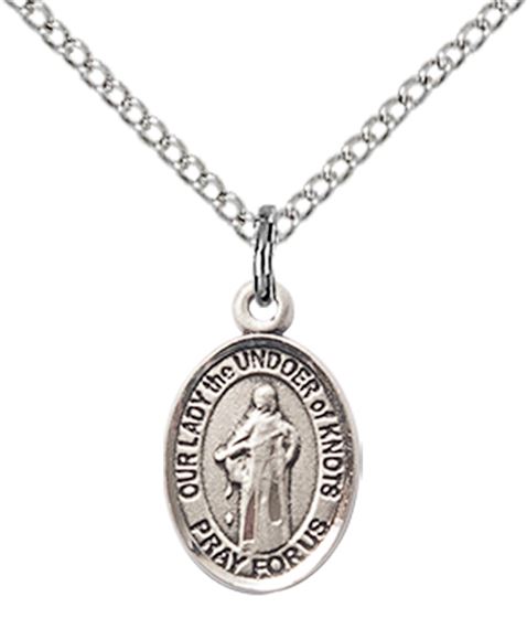 STERLING SILVER OUR LADY OF KNOTS PENDANT WITH CHAIN - 1/2" x 1/4"