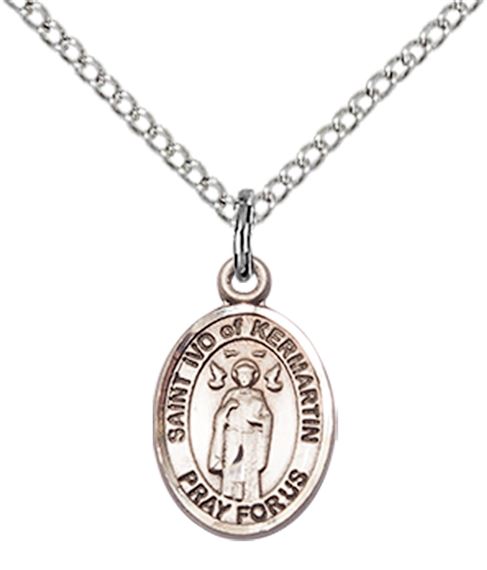 STERLING SILVER ST IVO PENDANT WITH CHAIN - 1/2" x 1/4"