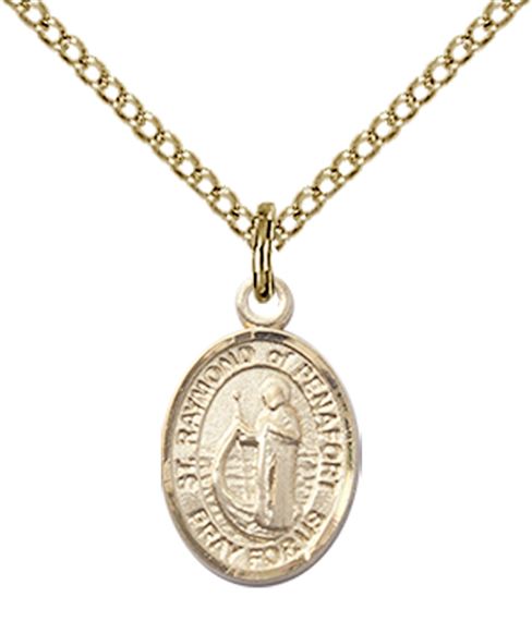 14KT GOLD FILLED ST RAYMOND OF PENAFORT PENDANT WITH CHAIN - 1/2" x 1/4"