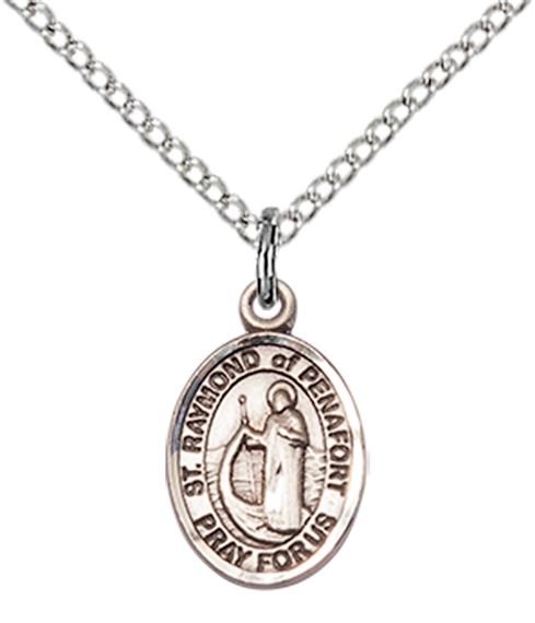 STERLING SILVER ST RAYMOND OF PENAFORT PENDANT WITH CHAIN - 1/2" x 1/4"