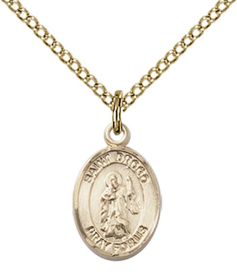 14KT GOLD FILLED ST DROGO PENDANT WITH CHAIN - 1/2" x 1/4"