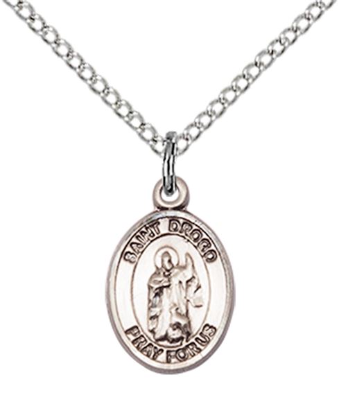 STERLING SILVER ST DROGO PENDANT WITH CHAIN - 1/2" x 1/4"