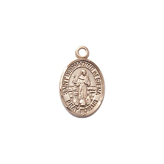 14KT GOLD ST BERNADINE OF SIENNA MEDAL - 1/2" x 1/4"