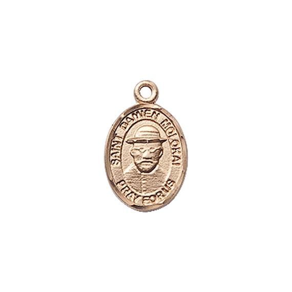14KT GOLD ST DAMIEN OF MOLOKAI MEDAL - 1/2" x 1/4"