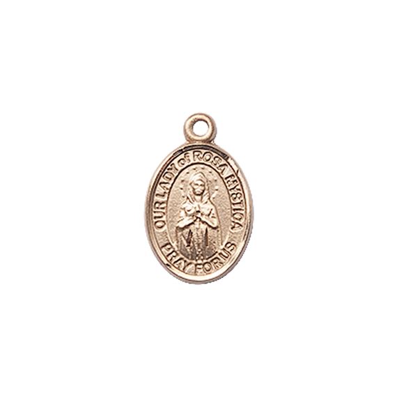 14KT GOLD OUR LADY OF ROSA MYSTICA MEDAL - 1/2" x 1/4"