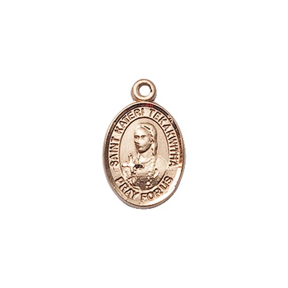14KT GOLD ST KATERI TEKAKWITHA MEDAL - 1/2" x 1/4"