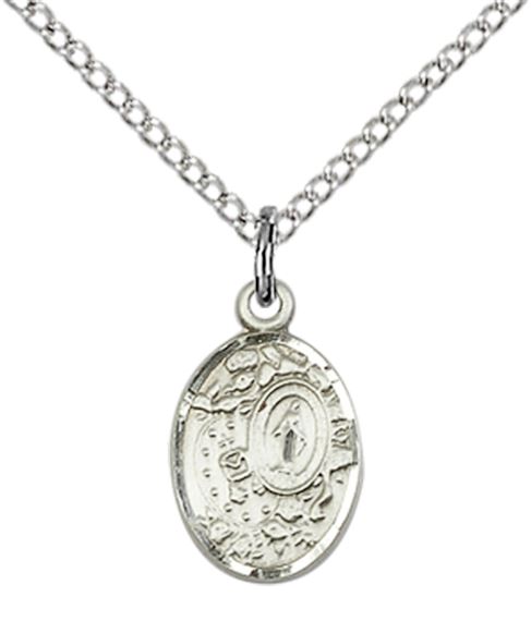 STERLING SILVER MIRACULOUS PENDANT WITH CHAIN - 1/2" x 1/4"