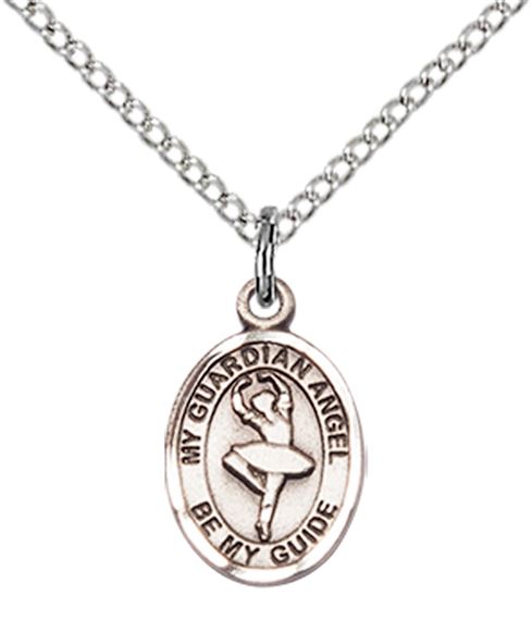 STERLING SILVER GUARDIAN ANGEL DANCE PENDANT WITH CHAIN - 1/2" x 1/4"