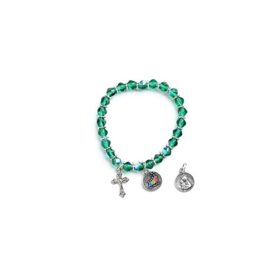 JUBILEE 2025 PILGRIMS OF HOPE GREEN GLASS BEAD STRETCH BRACELET