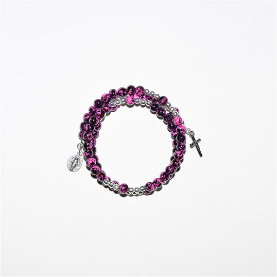 PINK WRAP ROSARY BRACELET - WITH MIRACULOUS MEDAL