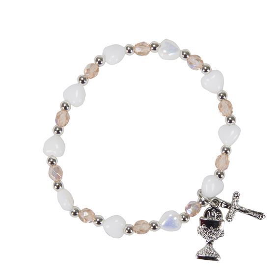 WHITE HEART COMMUNION BRACELET