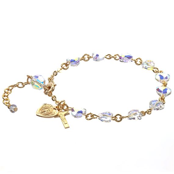 Gold Heart Rosary Bracelet