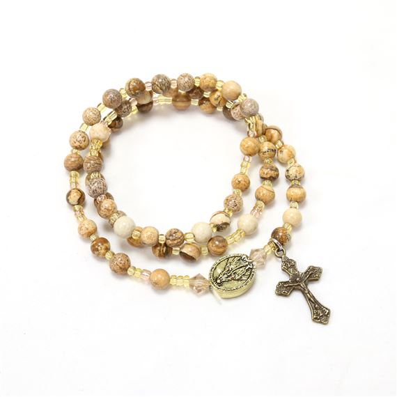 JASPER STONE TWISTABLE WRAP ROSARY BRACELET