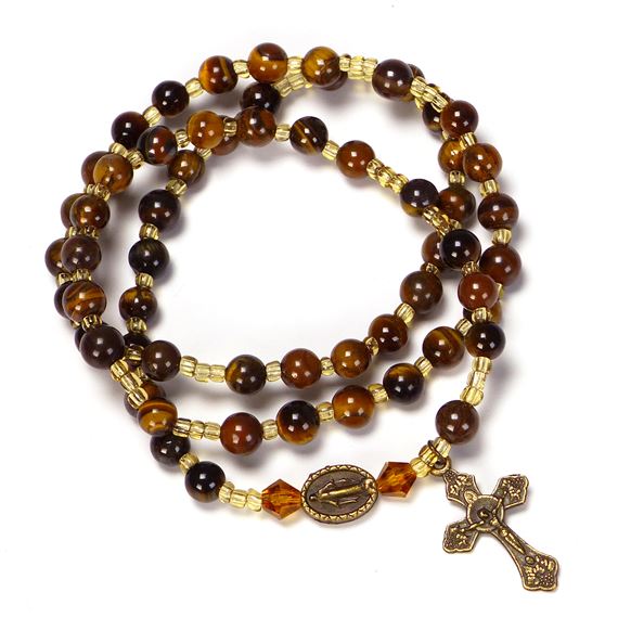TIGER EYE TWISTABLE WRAP ROSARY BRACELET