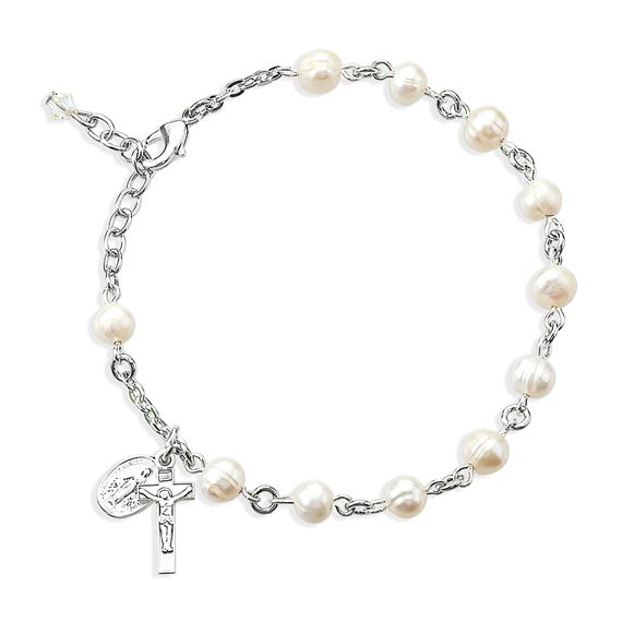 FRESHWATER PEARL STERLING SILVER ROSARY BRACELET